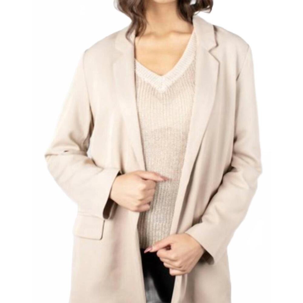 NEW MOD REF long tan ribbed blazer in tan